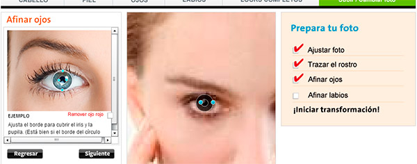 Afinar ojos, iris y pupila