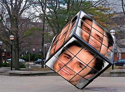 Fotomontaje en un cubo de rubik