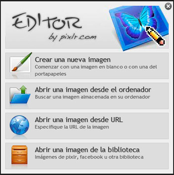 Pixlr Menú