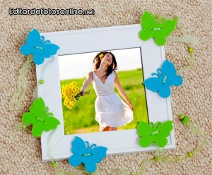 Fotomontaje en un marco de mariposas