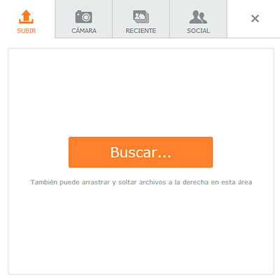 Opciones para subir la fotografía