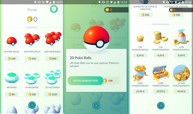 Uso de pokemonedas gratis en Pokémon Go 3