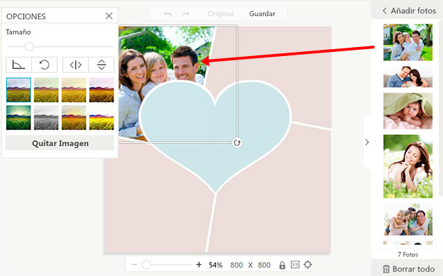 Arrastrar la fotografía