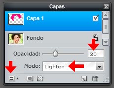 Cambiando modo y opacidad