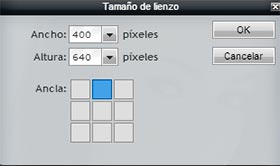 Cambiar tamaño de lienzo