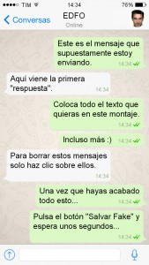 Mensajes falsos en la aplicación Whatsapp