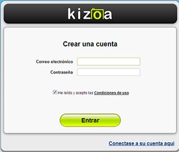 Crear cuenta de Kizoa