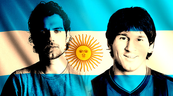 Fotomontaje - Bandera Argentina y Messi