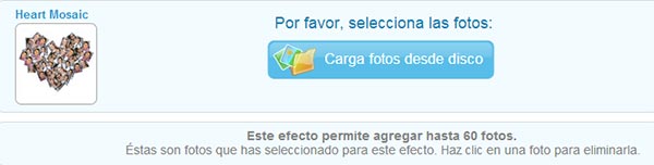 Opción para cargar fotos desde el ordenador