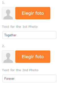 Opciones para cargar las fotografías