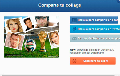 Opciones para compartir el resultado 