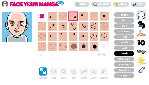 Opciones para crear avatar