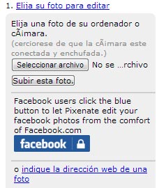 Pixenate - Subir fotografía