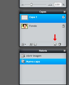 Crear capa nueva en Pixlr